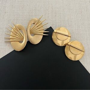 Pair of 2 gold tone vintage “style” statement earrings